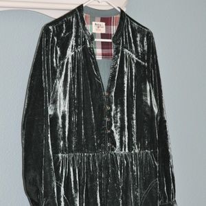 Crushed Green Velvet Dress